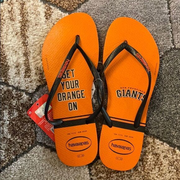 Havaianas orange slippers - SF Giants size 11/12 NEW - Picture 1 of 6